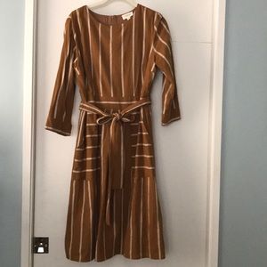 Mustard colored striped dress